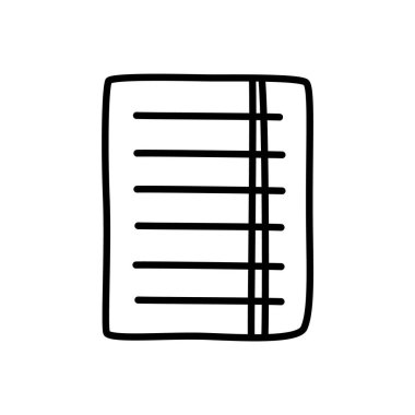 Doodle Kağıt Parçası simgesi. Minimalist tarzda ince çizgili. Vektör illüstrasyonu beyaz arkaplanda izole edildi