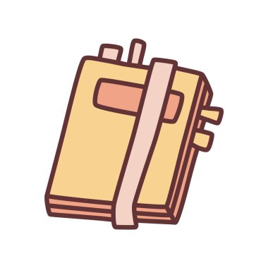 Çizim kitabı ya da defter simgesi. Minimalist tarzda ve renkli ince çizgiler çizilmiş. Vektör illüstrasyonu beyaz arkaplanda izole edildi