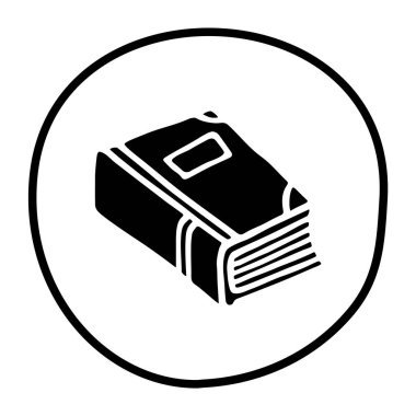 Çizim kitabı simgesi düz bir şekilde çizilmiş. Bilgi ve eğitim sembolü grunge freehand stiliyle çizilmiş. Vektör illüstrasyonu beyaz arkaplanda izole edildi