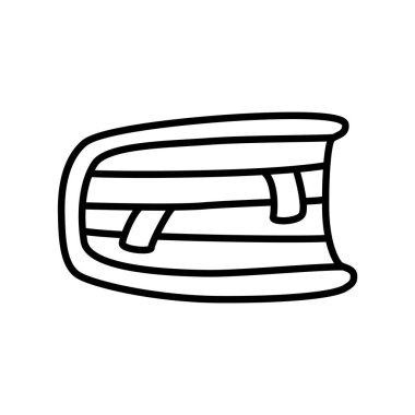 Minimalist tarzda ince çizgi çizilmiş yer imi simgesi olan karalama kitabı. Okul eğitim sembolü. Vektör illüstrasyonu beyaz arkaplanda izole edildi