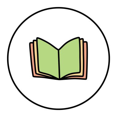 Minimalist tarzda ve renkli ince çizgili karalama kitabı simgesi. Vektör illüstrasyonu beyaz arkaplanda izole edildi