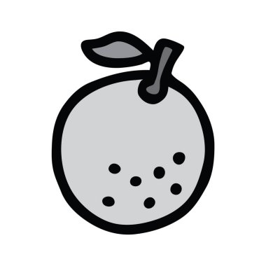 Citrus portakalı ya da limon karalama ikonu. El yazısıyla siyah çizgi çizilmiş ve renkli tek renkli gri. Vektör illüstrasyonu beyaz arkaplanda izole edildi