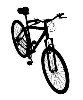 Siyah siluet bisiklet. Beyaz arkaplanda izole edilmiş, 3 boyutlu illüstrasyon