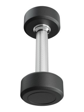 Boş Round Rubber Dumbbell, halter spor aletleri üst görünümü, beyaz arka planda izole. 3B illüstrasyon