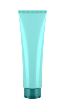 Ürün TUBE 'yi taklit ediyor. Kozmetik ürünler, krem ya da losyon, diş macunu, saç jölesi, boya, sos için boş ambalaj. Beyaz arkaplanda 3 boyutlu resimleme izole edildi