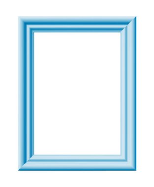 Mavi çerçeve. Minimalist detaylı fotoğraf gerçekçi çerçevesi. Hatıra defteri, sanat eseri sunumu, web, el ilanları, posterler için grafik tasarım öğesi. Vektör illüstrasyonu.