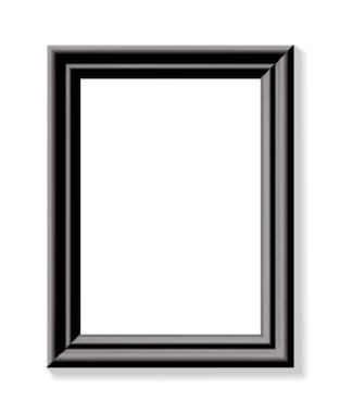 Siyah çerçeve. Minimalist detaylı fotoğraf gerçekçi çerçevesi. Hatıra defteri, sanat eseri sunumu, web, el ilanları, posterler için grafik tasarım öğesi. Vektör illüstrasyonu.