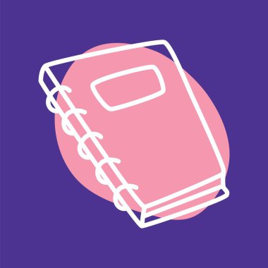 Çizgi roman ya da defter simgesi, ince çizgili ve renkli damlacıklı. Vektör illüstrasyonu