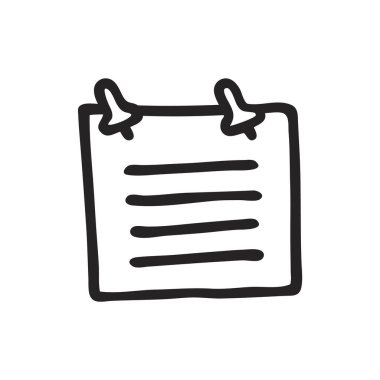 Doodle Post Not simgesi, el yazısıyla siyah çizgili bir broşür parçası. Vektör illüstrasyonu beyaz arkaplanda izole edildi