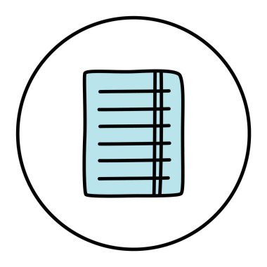 Karalama Kağıdı Parçası simgesi. Minimalist tarzda ve renkli ince çizgili. Vektör illüstrasyonu beyaz arkaplanda izole edildi