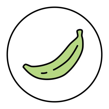 Minimalist tarzda ve renkli ince çizgili muz karalama ikonu. Vektör illüstrasyonu beyaz arkaplanda izole edildi