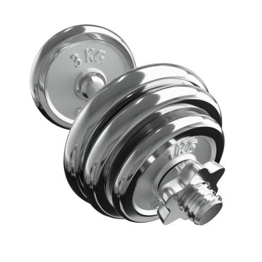 Demir Krom Ayarlanabilir Şapşal, halter spor aletleri geniş açı görüşlü, beyaz arka planda izole edilmiş. 3B illüstrasyon