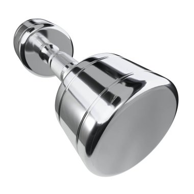Boş Round Dumbbell, krom halter spor aletleri geniş açılı, beyaz arka planda izole edilmiş. 3B illüstrasyon