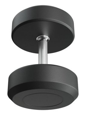 Boş Round Rubber Dumbbell, halter spor aletleri üst görünümü, beyaz arka planda izole. 3B illüstrasyon