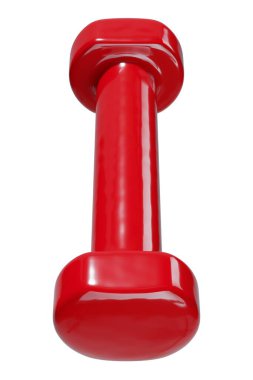 Boş yuvarlak plastik lastik Dumbbell, halter spor aletleri üst görünümü, beyaz arka planda izole. 3B illüstrasyon