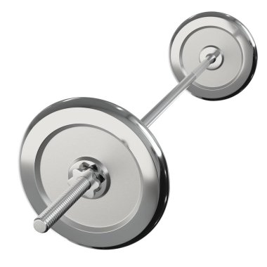 Demir Halter, halter spor aletleri, yan görüş, beyaz arka planda izole edilmiş. 3B illüstrasyon