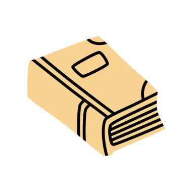 Karalama kitabı simgesi, modern minimalist tarzda çizilmiş. Bilgi ve eğitim sembolü beyaz arka planda izole edilmiş. Vektör illüstrasyonu