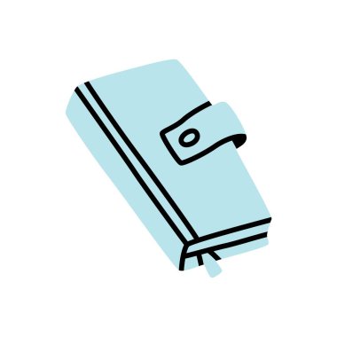 Karalama kitabı ya da dizüstü bilgisayar simgesi beyaz arkaplanda izole edilmiş modern minimalist tarzda çizilmiş. Vektör illüstrasyonu