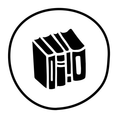 Çizim kitapları raf simgesi düz bir şekilde çizilmiş. Vektör illüstrasyonu beyaz arkaplanda izole edildi