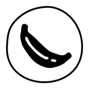 Düz çizilmiş muz karalama resmi. Vektör illüstrasyonu beyaz arkaplanda izole edildi