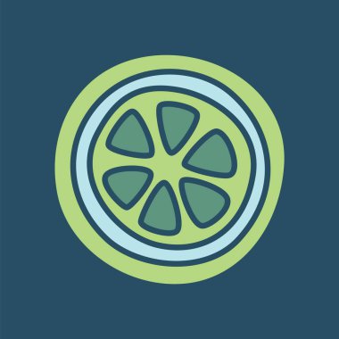 Citrus portakalı ya da limon karalama resmi modern minimalist tarzda çizilmiş ve koyu arka planda renklendirilmiş. Vektör illüstrasyonu