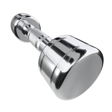 Boş Round Dumbbell, krom halter spor aletleri geniş açılı, beyaz arka planda izole edilmiş. 3B illüstrasyon