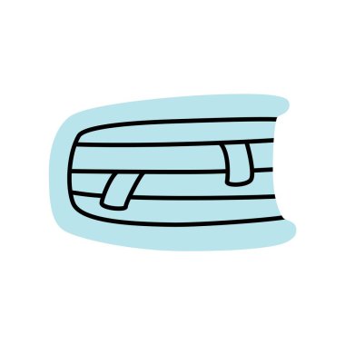 Yer imi simgesinin olduğu karalama kitabı modern minimalist tarzda çizilmiş. Bilgi ve eğitim sembolü beyaz arka planda izole edilmiş. Vektör illüstrasyonu