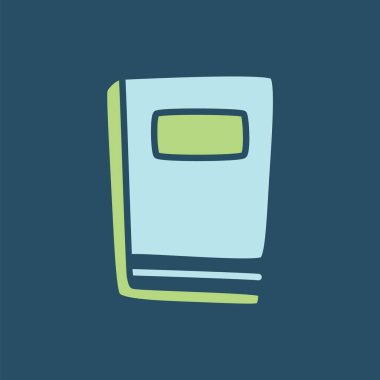 Karalama kitabı simgesi, modern minimalist tarzda çizilmiş ve koyu arkaplana boyanmış. Vektör illüstrasyonu