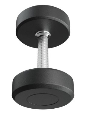 Boş Round Rubber Dumbbell, halter spor aletleri üst görünümü, beyaz arka planda izole. 3B illüstrasyon