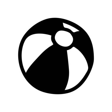 El yazısı şeklinde siyah çizgili Doodle plaj topu ikonu. Vektör illüstrasyonu beyaz arkaplanda izole edildi