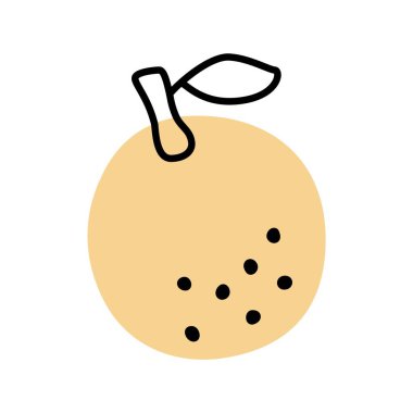 Beyaz arka planda izole edilmiş modern minimalist tarzda çizilmiş turuncu ya da limon karalama ikonu. Vektör illüstrasyonu