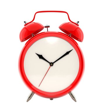 Çalar saat, antika, siyah elli kırmızı saat. Saydam arkaplanda Clipart izole edildi