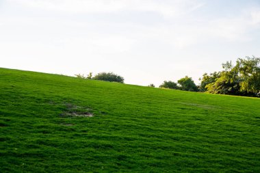 Doha, Katar - 17 Aralık. 2021. Katara Yeşil Tepeleri - Katar 'da park.