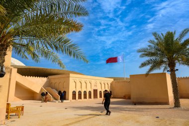 Doha, Qatar - February 16, 2024: The original palace of Sheikh Abdullah bin Jassim Al Thani at the National Museum of Qatar clipart