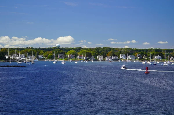 Barco Que Entra Puerto Wickford Desde Bahía Narragansett Rhode Island — Foto de Stock