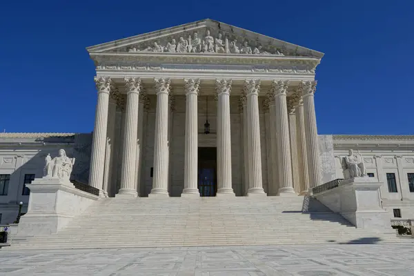 Façade Avant Bâtiment Cour Suprême Des États Unis Washington Photo De Stock