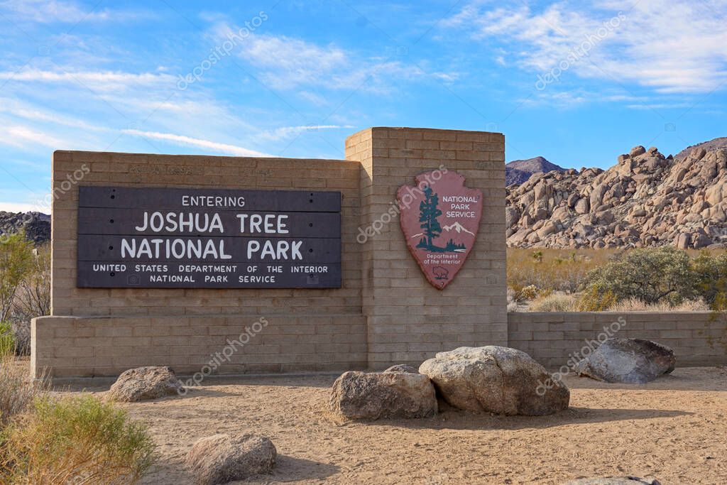 Entrance Sign for Joshua Tree National Park in California