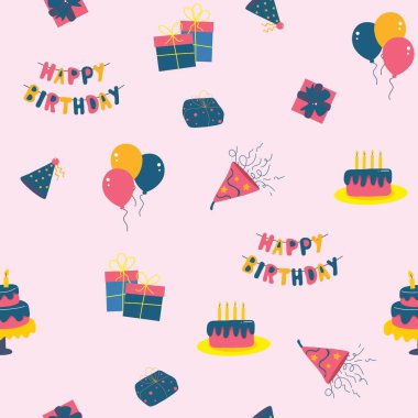 Renkli doğum günü simgesine sahip kusursuz desen