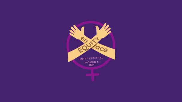 Animationsdesign Zur Feier Des Internationalen Frauentages Mit Umarmung Equity Thema — Stockvideo