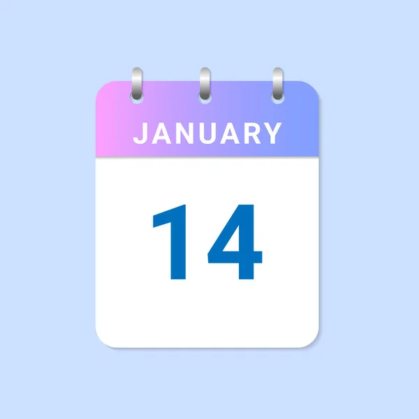 1月14日 1月1日的每日日历 写在白纸上 — 图库矢量图片