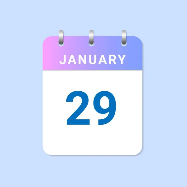 Den Ledna Denní Kalendář Měsíce Leden Bílém Papíře Poznámka — Stockový vektor
