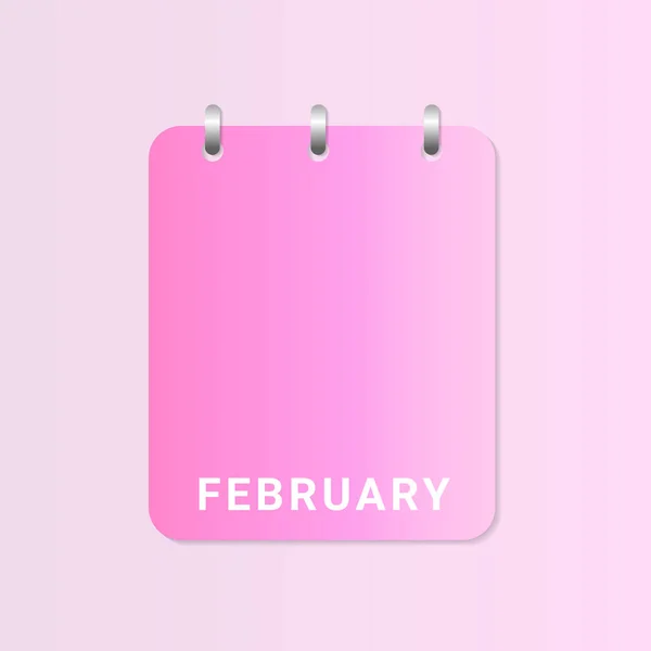 Obálka Únorového Denního Kalendáře Měsíc Bílém Papíře Vektor — Stockový vektor