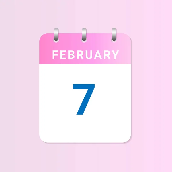 2月7日 2月份的每日日历 用白纸写着 病媒档案 — 图库矢量图片