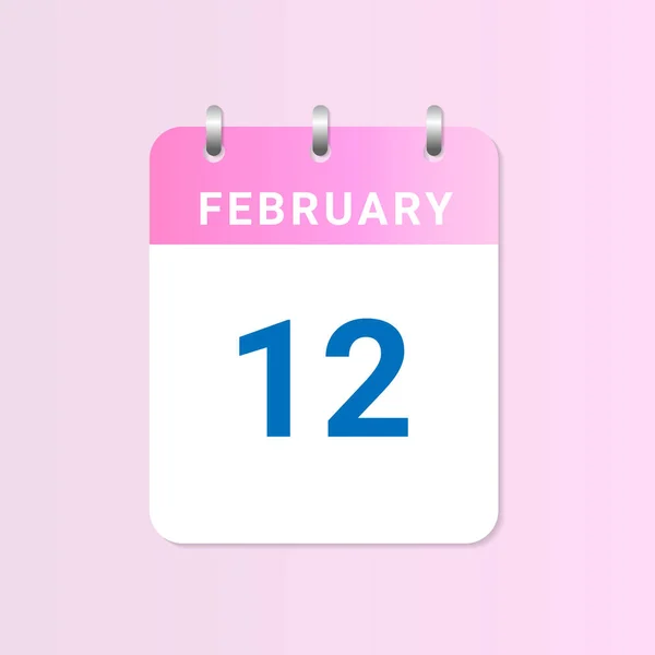 2月12日 2月份的每日日历 用白纸写着 病媒档案 — 图库矢量图片