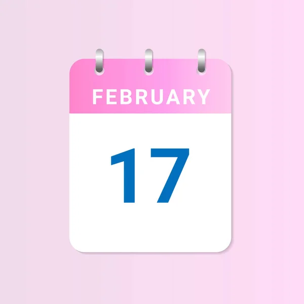 2月17日 2月份的每日日历 用白纸写着 — 图库矢量图片