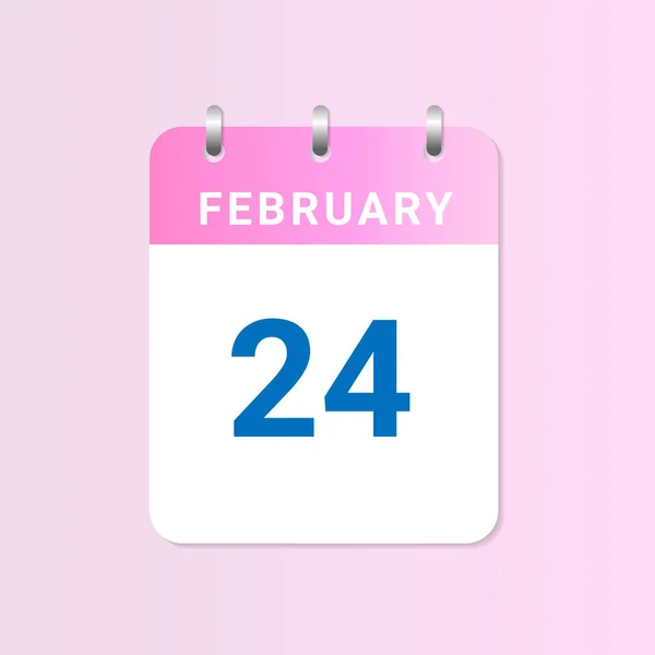 2月24日 2月份的每日日历 用白纸写着 — 图库矢量图片
