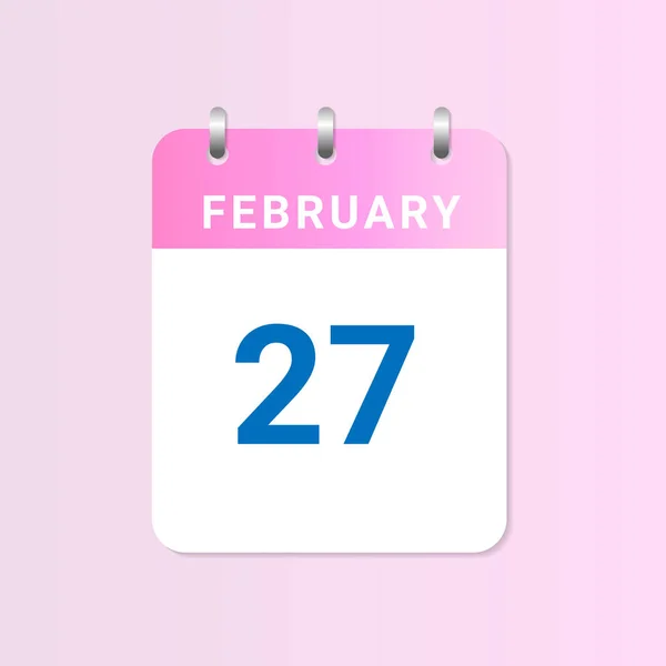2月26日 2月份的每日日历 用白纸写着 — 图库矢量图片