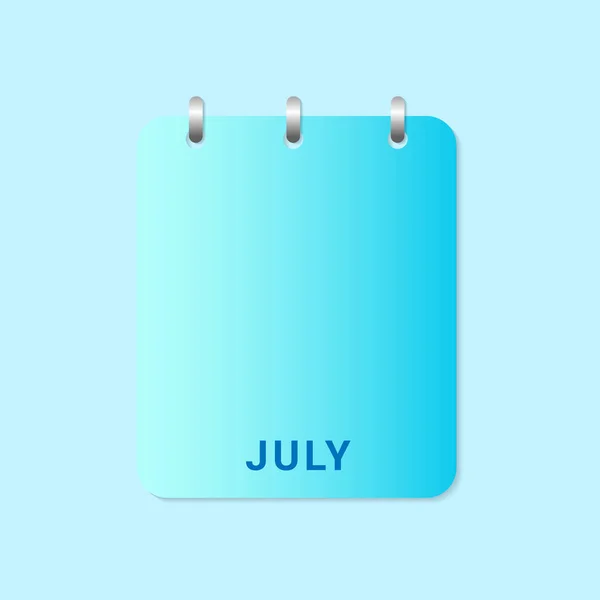 Dekking Dagelijkse Kalender Van Juli Maand Wit Papier Nota Vector — Stockvector