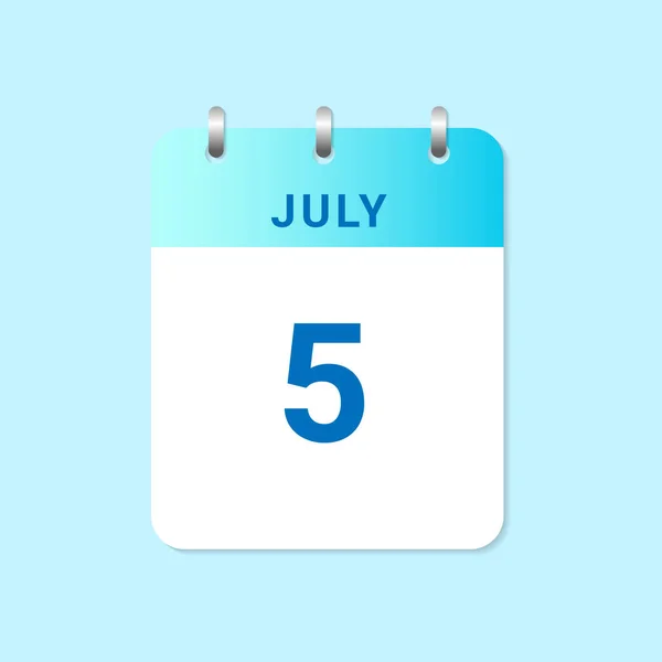 Calendário Diário Julho Mês Nota Papel Branco Vetor —  Vetores de Stock