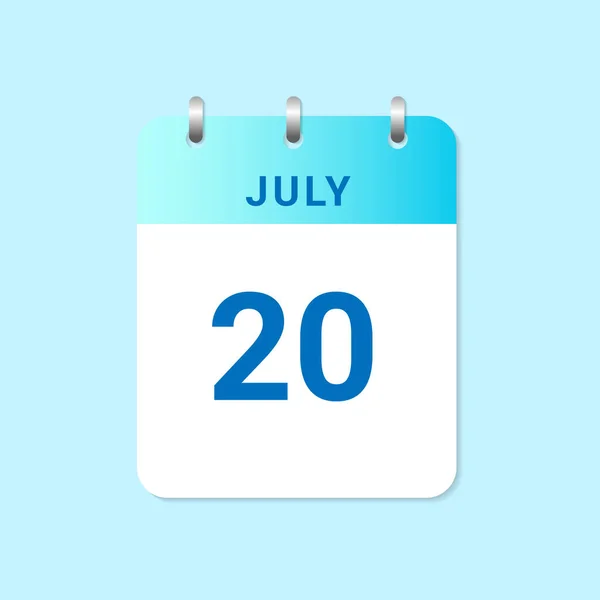 Temmuz Günlük Takvimi Beyaz Kağıt Üzerinde Vektör — Stok Vektör